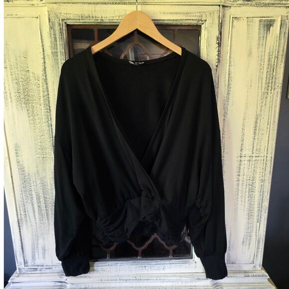 New Express Black Deep V Wrap Top - XL - Picture 1 of 3